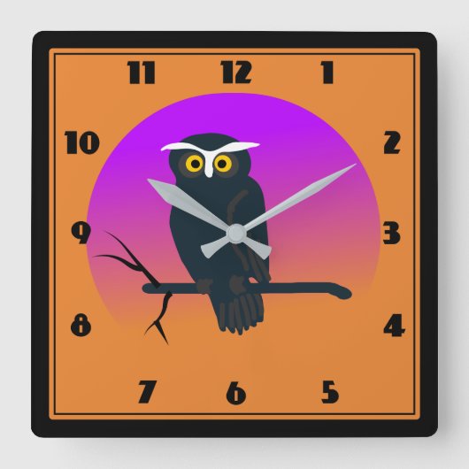 Whimsical Hoot Owl Clock Vierkante Klok (Voorkant)