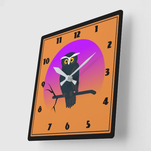 Whimsical Hoot Owl Clock Vierkante Klok (Hoek)