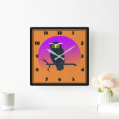 Whimsical Hoot Owl Clock Vierkante Klok (Huis)