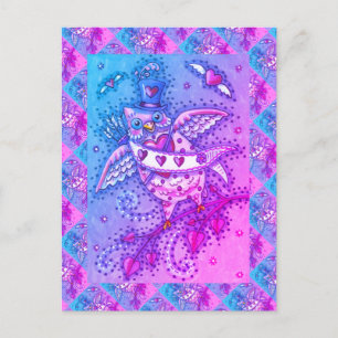 WHIMSICAL HOOTS N' HEARTS CUPID OWL VALENTIJN FEESTDAGENKAART