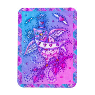 WHIMSICAL HOOTS N' HEARTS CUPID OWL VALENTIJN MAGNEET