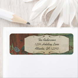 Whimsical Horse Red Flowers Return Address Label