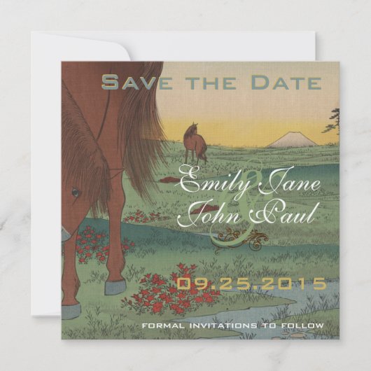 Whimsical Horse Save the Date Japans (Voorkant)