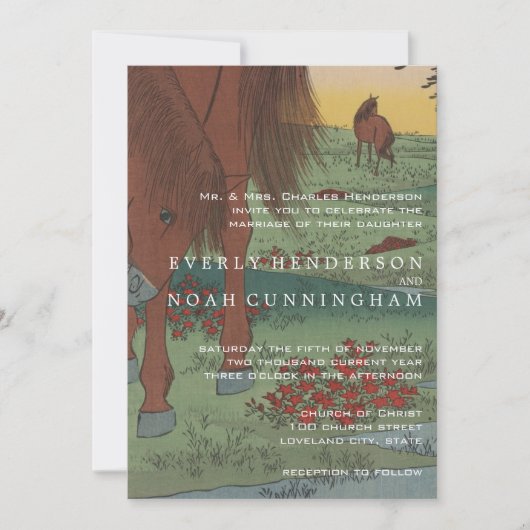 Whimsical Horse Wedding Invitations Kaart (Voorkant)