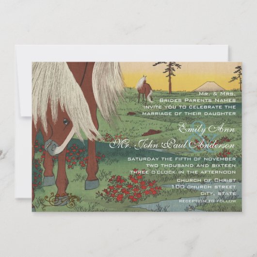 Whimsical Horse Wedding Invitations Kaart (Voorkant)