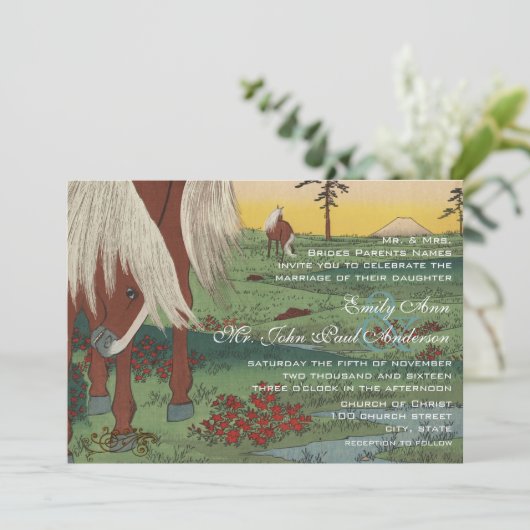 Whimsical Horse Wedding Invitations Kaart (Staand voorkant)