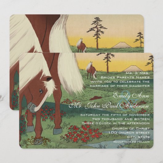 Whimsical Horse Wedding Invitations Kaart (Voorkant / Achterkant)