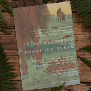 Whimsical Horse Wedding Invitations Kaart