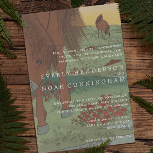 Whimsical Horse Wedding Invitations Kaart