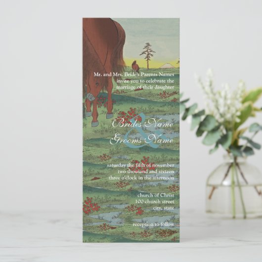 Whimsical Horse Wedding Invitations Kaart (Staand voorkant)