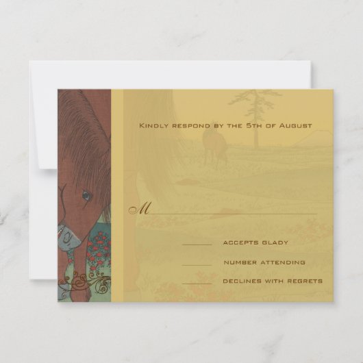Whimsical Horse Wedding Response Kaart (Voorkant)
