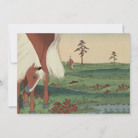 Whimsical Horse Wedding RSVP Kaart (Achterkant)