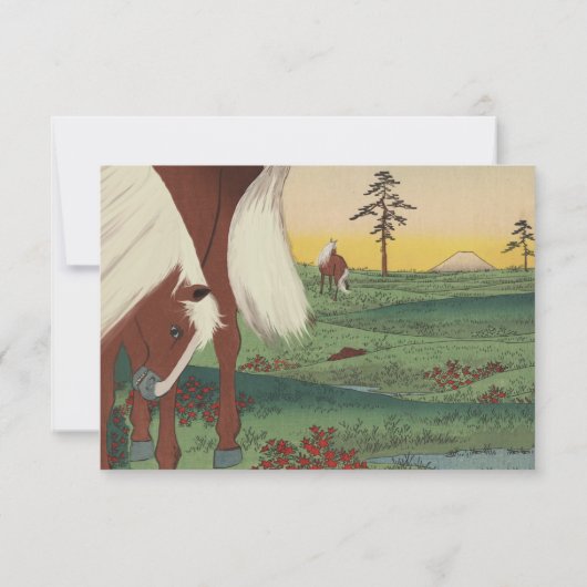 Whimsical Horse Wedding RSVP Kaart (Achterkant)