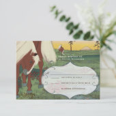 Whimsical Horse Wedding RSVP Kaart (Staand voorkant)