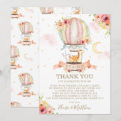 Whimsical Hot Air Ballon Cute Animals Baby shower Bedankkaart (Voorkant / Achterkant)