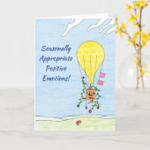 Whimsical Hot Air Ballon Holiday Kaart (Gele Bloem)