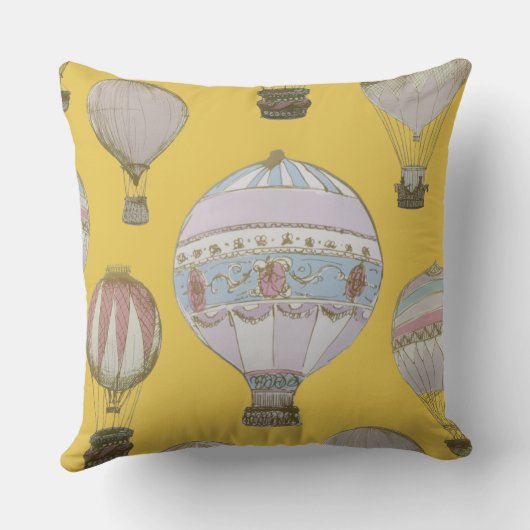 Whimsical Hot Air Ballon - keizer Yellow Kussen (Achterkant)