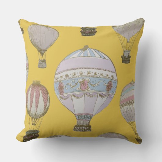 Whimsical Hot Air Ballon - keizer Yellow Kussen (Voorkant)