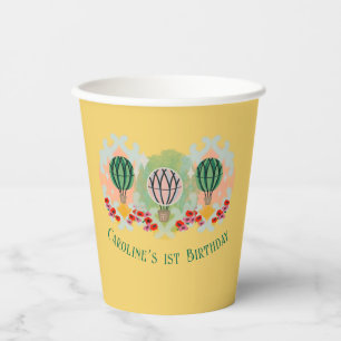 Whimsical Hot Air Ballon Verjaardag Papieren Bekers