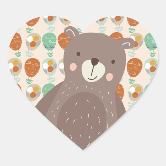 Whimsical Hot Air-ballonnen Hart Sticker (Voorkant)