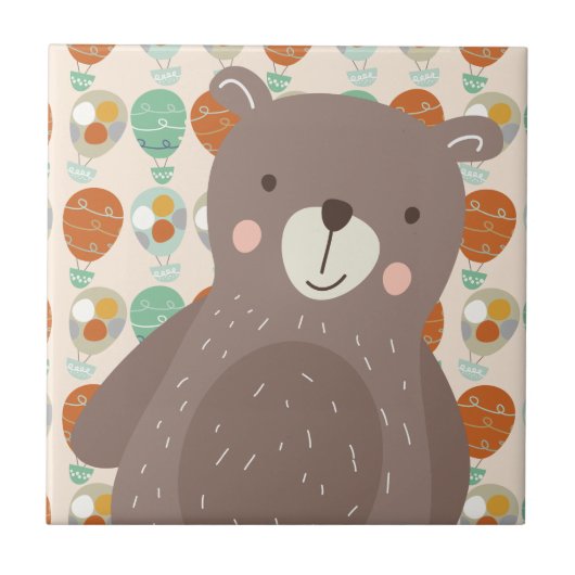 Whimsical Hot Air-ballonnen Tegeltje (Voorkant)