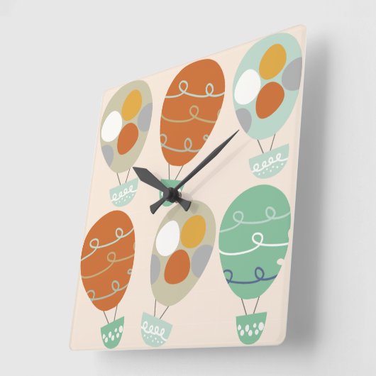 Whimsical Hot Air-ballonnen Vierkante Klok (Hoek)
