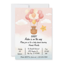 Whimsical Hot Air Balloon Baby Shower Uitnodiging 