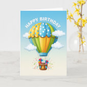 Whimsical Hot Air Balloon Birthday Card Kaart (Gele Bloem)