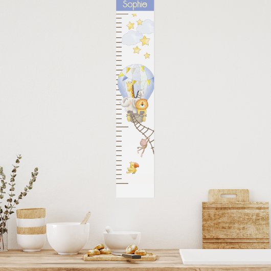 Whimsical Hot Air Balloon Growth Chart Poster (Keuken)