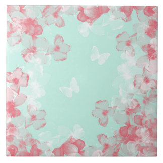 Whimsical Hot Air Balloon with Cherry Blossoms Tegeltje