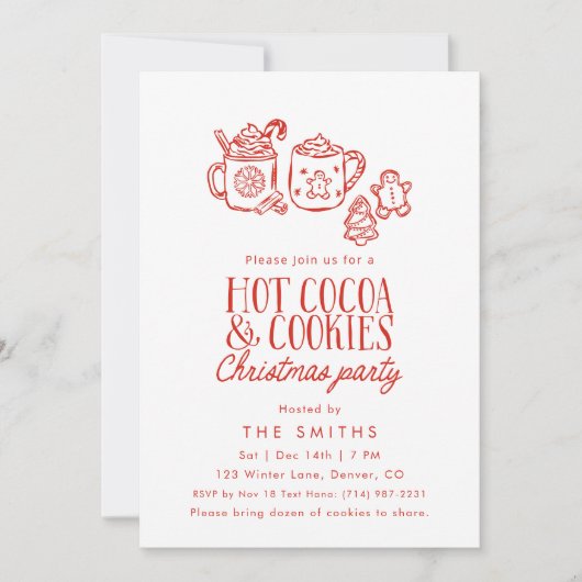 Whimsical Hot Cocoa Cookies Christmas Party Kaart (Voorkant)