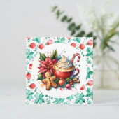 Whimsical Hot Cocoa en Candy Cane Kerstmis Feestdagenkaart (Staand voorkant)