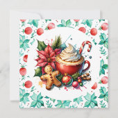 Whimsical Hot Cocoa en Candy Cane Kerstmis Feestdagenkaart (Voorkant)
