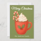Whimsical Hot Cocoa met Candy Canes Kerstmis Feestdagenkaart (Voorkant)