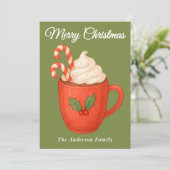 Whimsical Hot Cocoa met Candy Canes Kerstmis Feestdagenkaart (Staand voorkant)