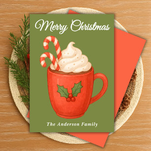 Whimsical Hot Cocoa met Candy Canes Kerstmis Feestdagenkaart