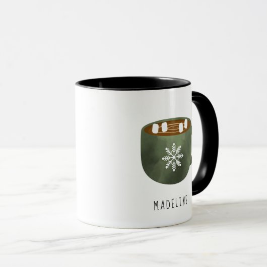 Whimsical Hot Cocoa Snowflake Coffee Mok (Voorkant rechts)