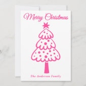 Whimsical Hot Pink Hand getrokken kerstboom Feestdagenkaart (Voorkant)