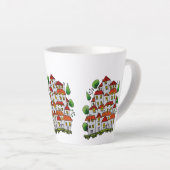 Whimsical House Latte Mok (Doodle - Handgetekend) (Rechterhoek)