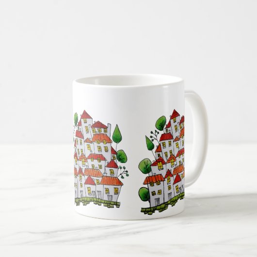 Whimsical House Mok (Doodle - Handgetekend) (Voorkant rechts)