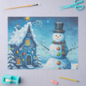 Whimsical House & Snowman Christmas Decoupage Tissuepapier (Craft)