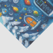 Whimsical House & Snowman Christmas Decoupage Tissuepapier (Detail)