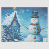 Whimsical House & Snowman Christmas Decoupage Tissuepapier (Voorkant)