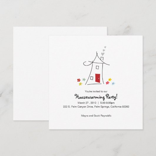 Whimsical Housewarming Party Kaart (Voorkant / Achterkant)