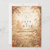 Whimsical Houten Herfst Huwelijk Save The Date (Voorkant)