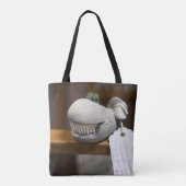 Whimsical houten walvis sculptuur tote bag (Achterkant)