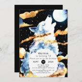 Whimsical Howling Wolf Verjaardag Kaart (Voorkant / Achterkant)