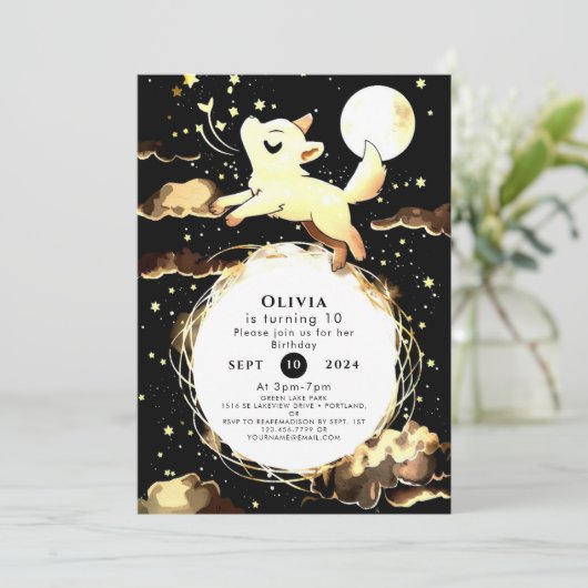 Whimsical Howling Wolf Verjaardag Kaart (Staand voorkant)