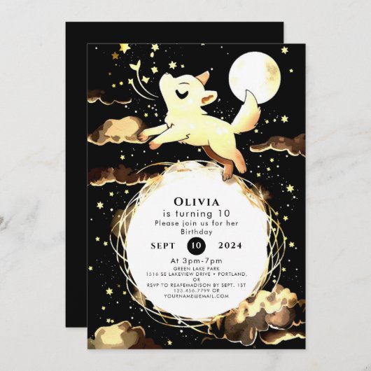 Whimsical Howling Wolf Verjaardag Kaart (Voorkant / Achterkant)