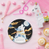 Whimsical Howling Wolf Verjaardag Papieren Bordje (Feest)